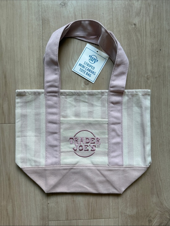 Trader Joe'S Handbags - Pink Striped Mini Canvas Tote Bag